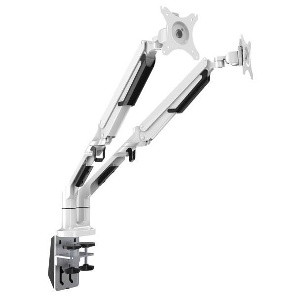 Sealey DH27 │ Dellonda Adjustable Double Monitor Arm with 360° Rotation - White