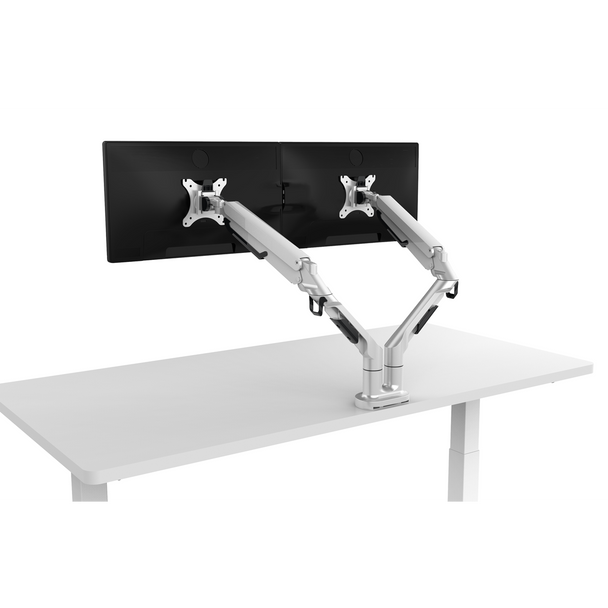 Sealey DH27 │ Dellonda Adjustable Double Monitor Arm with 360° Rotation - White