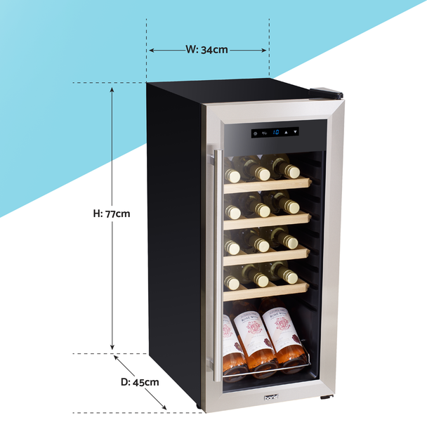 Sealey DH29 │ Baridi 18 Bottle Wine Fridge & Cooler - Stainless Steel