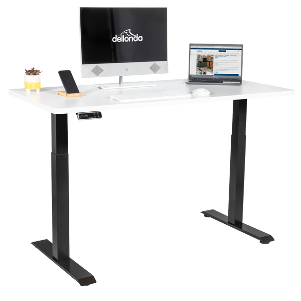 Sealey DH32 │ Dellonda White Electric Height Adjustable Standing Desk, 1400 x 700mm Dual Motor 100kg