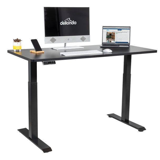 Sealey DH34 │ Dellonda Black Electric Height Adjustable Standing Desk, 1400 x 700mm Dual Motor 100kg