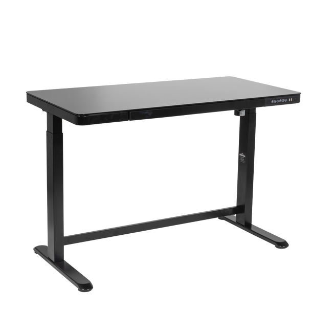 Sealey DH53 │ Dellonda Single Motor Ultra-Quiet Electric Desk with Control Panel, USB Port & Drawer - Black Desktop