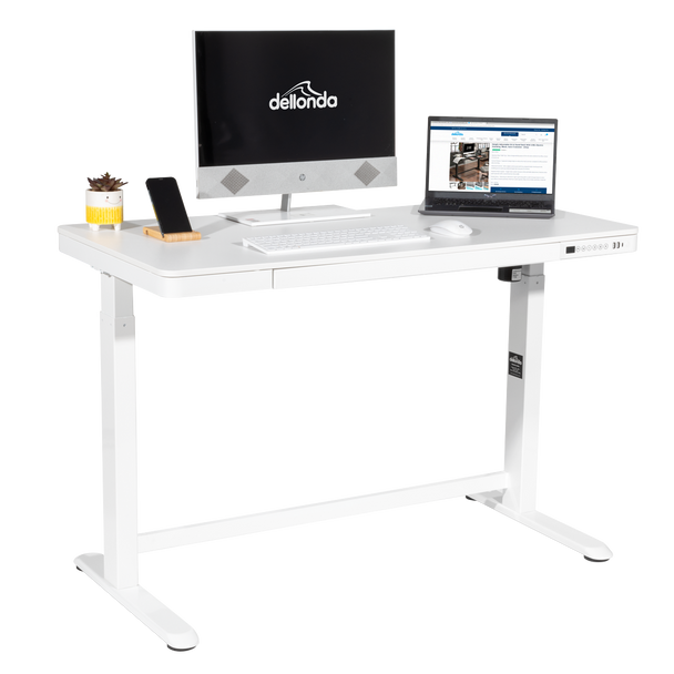 Sealey DH54 │ Dellonda Single Motor Ultra-Quiet Electric Desk with Control Panel, USB Port & Drawer - White Desktop