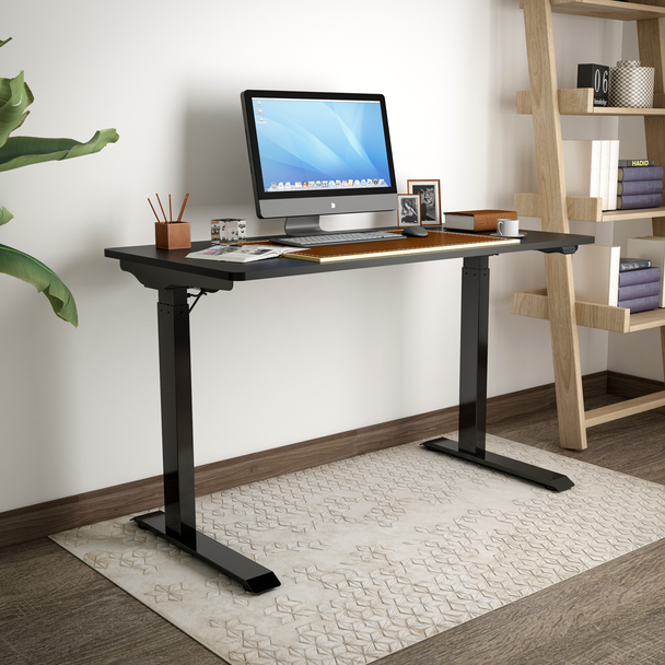Sealey DH55 │ Dellonda Single Motor Ultra-Quiet Adjustable-Height Electric Sit/Stand Desk - Black Desktop