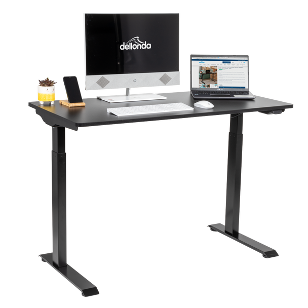 Sealey DH55 │ Dellonda Single Motor Ultra-Quiet Adjustable-Height Electric Sit/Stand Desk - Black Desktop