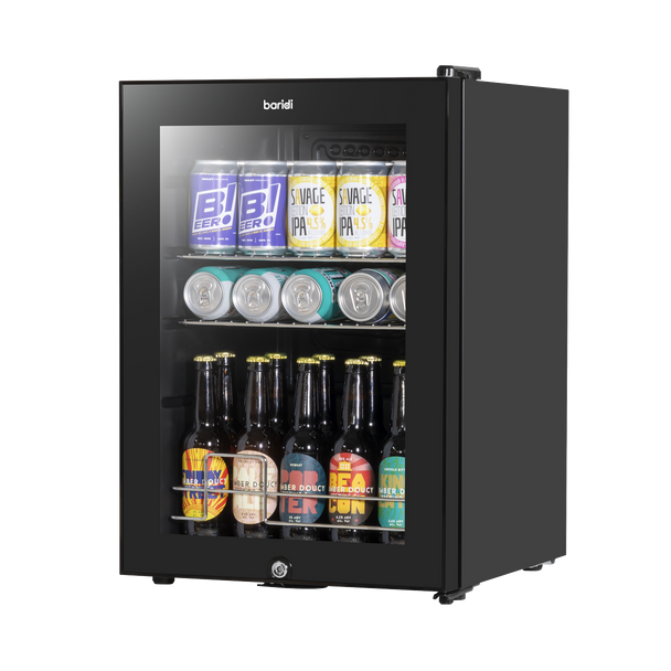 Sealey DH62 │ Baridi Beer & Drinks Fridge with LED Light, Black and Glass Door 60L