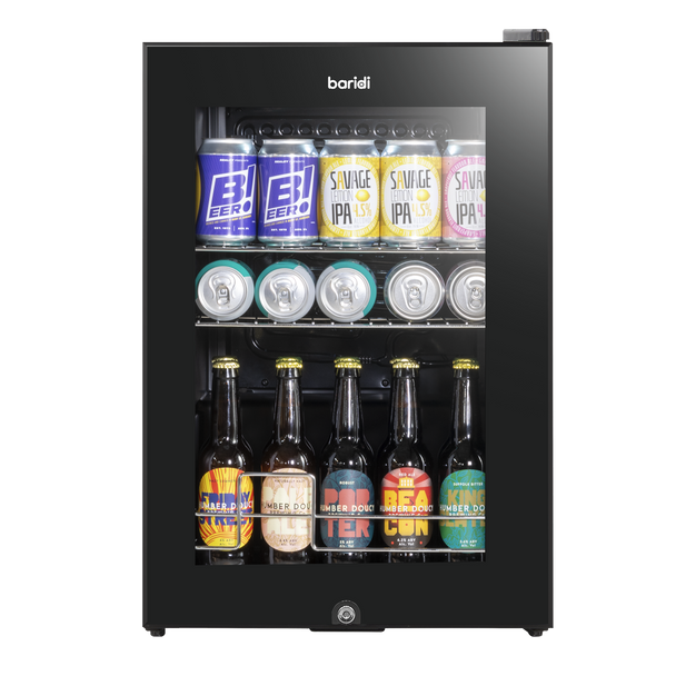 Sealey DH62 │ Baridi Beer & Drinks Fridge with LED Light, Black and Glass Door 60L