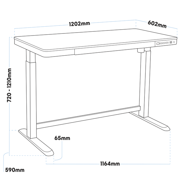 Sealey DH65 │ Dellonda Single Motor Ultra-Quiet Electric Desk with Control Panel, USB Port & Drawer - Oak Desktop