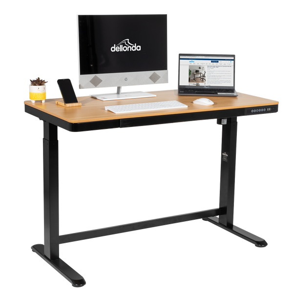 Sealey DH65 │ Dellonda Single Motor Ultra-Quiet Electric Desk with Control Panel, USB Port & Drawer - Oak Desktop