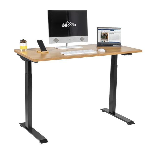 Sealey DH66 │ Dellonda Single Motor Ultra-Quiet Adjustable-Height Electric Sit/Stand Desk - Oak Desktop