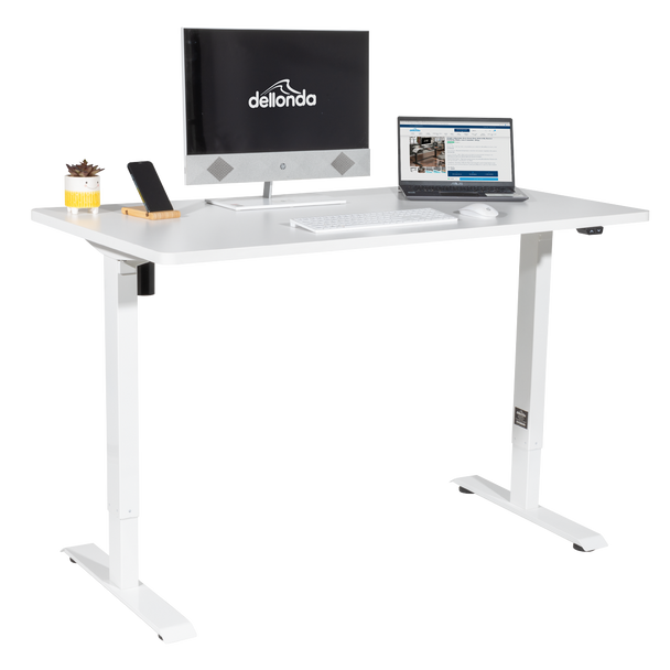 Sealey DH67 │ Dellonda Single Motor Ultra-Quiet Adjustable-Height Electric Sit/Stand Desk - White Desktop