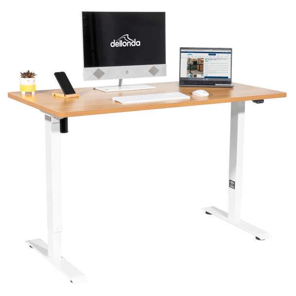 Sealey DH68 │ Dellonda Single Motor Ultra-Quiet Adjustable-Height Electric Sit/Stand Desk - Oak Desktop