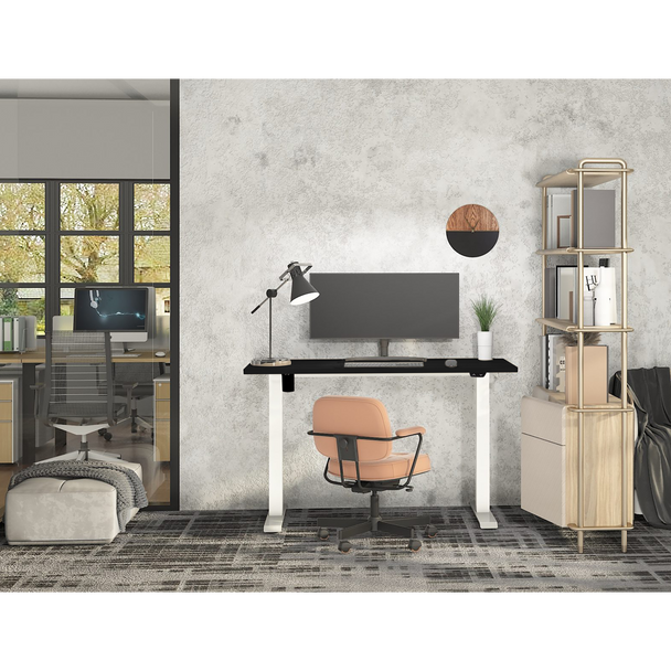 Sealey DH69 │ Dellonda Single Motor Ultra-Quiet Adjustable-Height Electric Sit/Stand Desk - Black Desktop