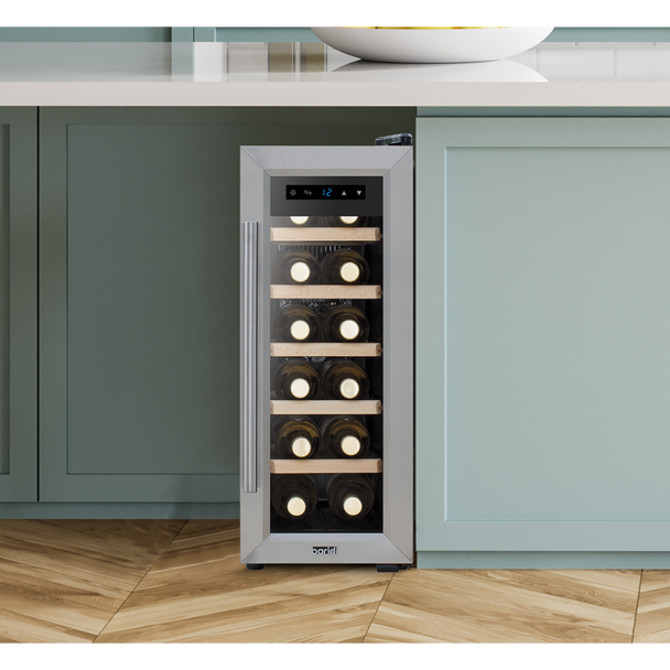 Sealey DH74 │ Baridi 12 Bottle Wine Fridge & Cooler - Stainless Steel