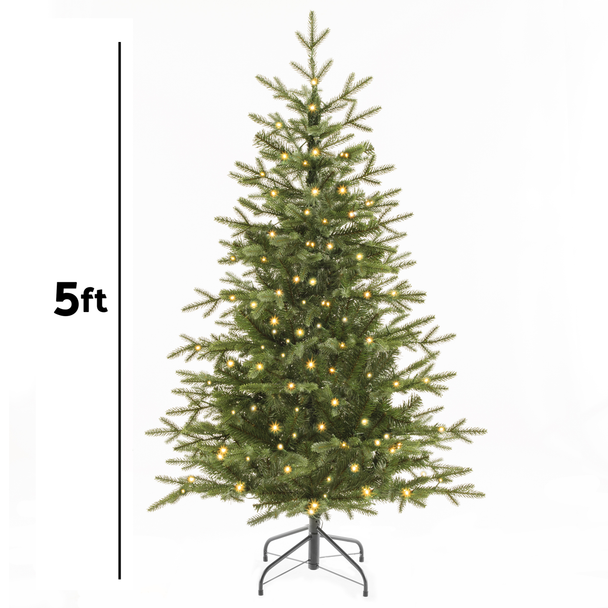 Sealey DH80 │ Dellonda Pre-Lit Hinged Christmas Tree with 190 Warm White LED Lights 5ft(150cm)