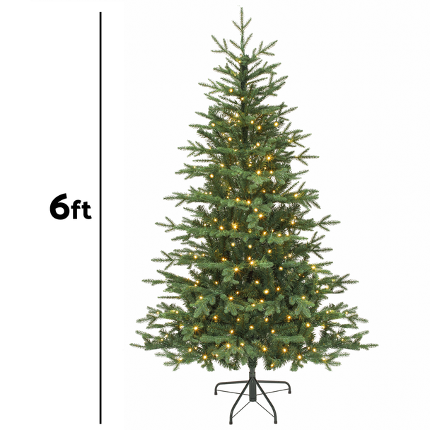 Sealey DH81 │ Dellonda Pre-Lit Hinged Christmas Tree with 270 Warm White LED Lights 6ft(180cm)
