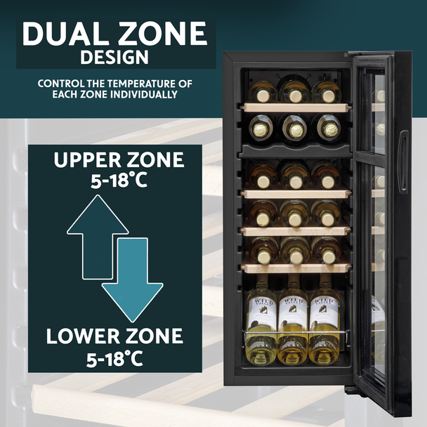 Sealey DH89 │ Baridi 18 Bottle Dual Zone Wine Fridge & Cooler
