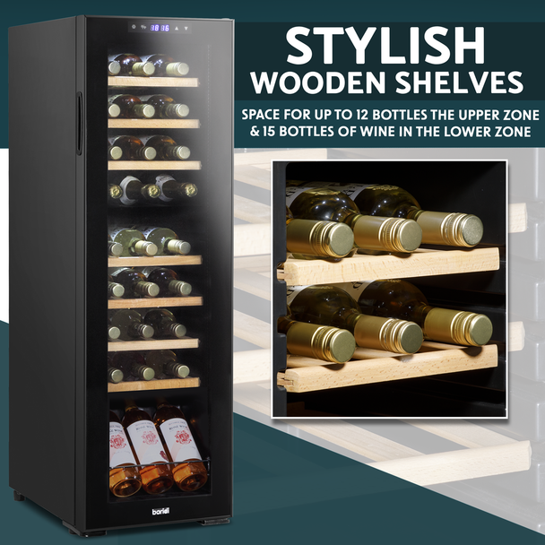 Sealey DH90 │ Baridi 27 Bottle Dual Zone Wine Fridge & Cooler