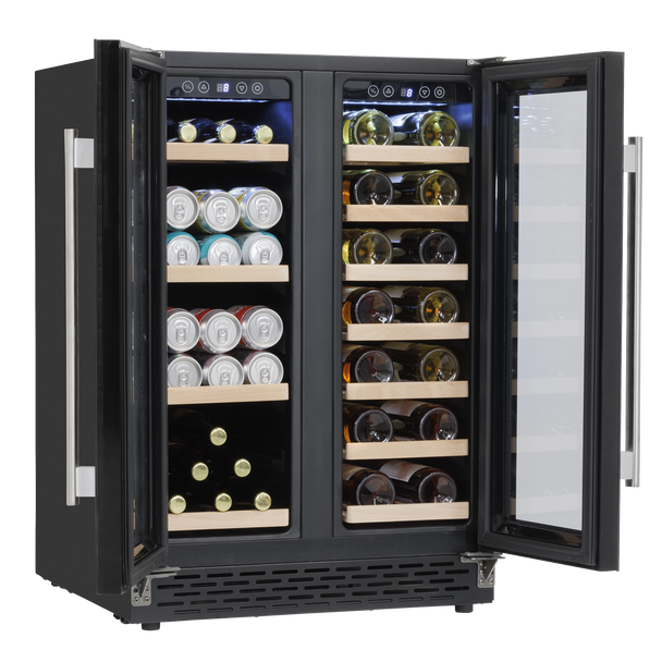 Sealey DH96 │ Baridi 40 Bottle/120 Can Under-Counter/Freestanding Dual Zone Wine Fridge & Cooler 60cm