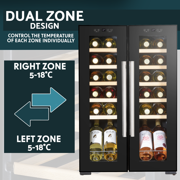 Sealey DH97 │ Baridi 24 Bottle Dual Zone Wine Fridge & Cooler