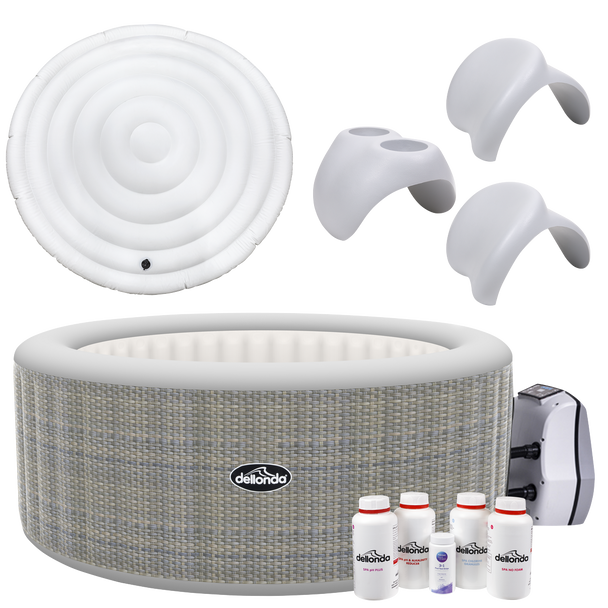 Sealey DL101 │ Dellonda 4-6 Person Inflatable Hot Tub/Spa with Smart Pump & Starter Kit - Rattan Effect