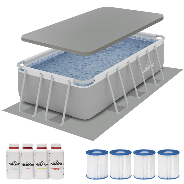 Sealey DL139 │ Dellonda Deluxe Steel Frame Swimming Pool with Filter Pump 13ft, Top Cover, Ground Sheet, Additional Filters & Starter Kit