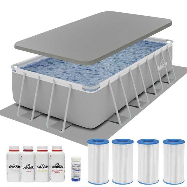 Sealey DL140 │ Dellonda Deluxe Steel Frame Swimming Pool with Filter Pump 18ft, Top Cover, Ground Sheet, Additional Filters & Starter Kit