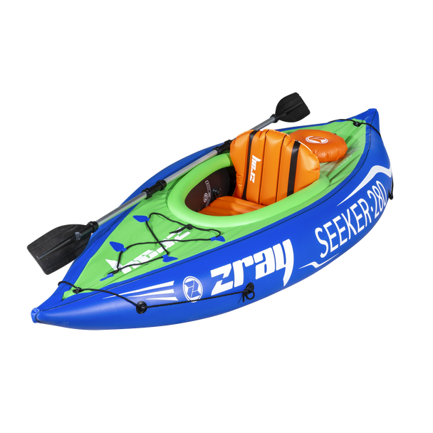 Sealey DL154 │ Dellonda Inflatable One-Person Kayak/Canoe Set with Pump, Carry Bag & Aluminium Oar - Blue/Green