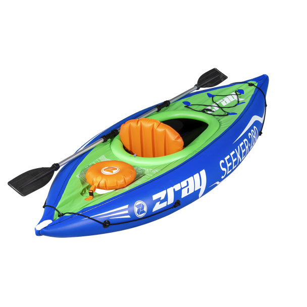 Sealey DL154 │ Dellonda Inflatable One-Person Kayak/Canoe Set with Pump, Carry Bag & Aluminium Oar - Blue/Green