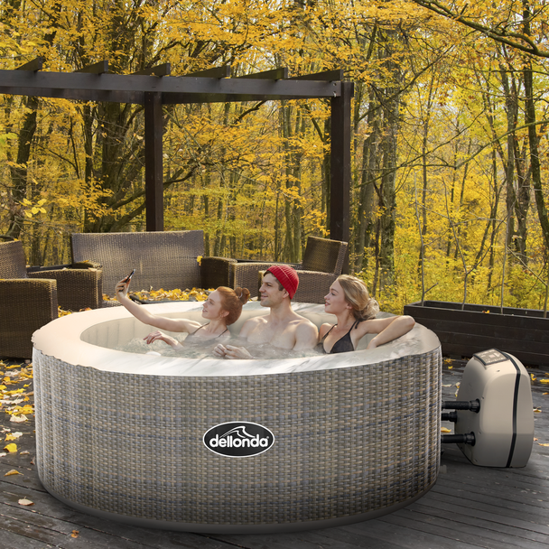 Sealey DL91 │ Dellonda 4-6 Person Inflatable Hot Tub/Spa with Smart Pump - Rattan Effect