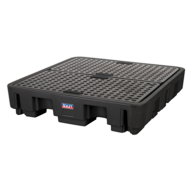 Sealey DRP18 │ 4 Drum Polyethylene Barrel Bund/Spill Pallet 1380 x 1290 x 280mm