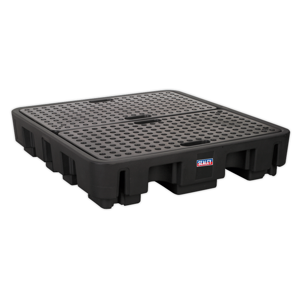 Sealey DRP18 │ 4 Drum Polyethylene Barrel Bund/Spill Pallet 1380 x 1290 x 280mm