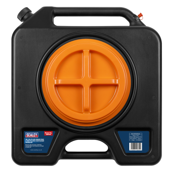 Sealey DRP44 │ Oil/Fluid Drain & Recycling Container with Wheels 15L