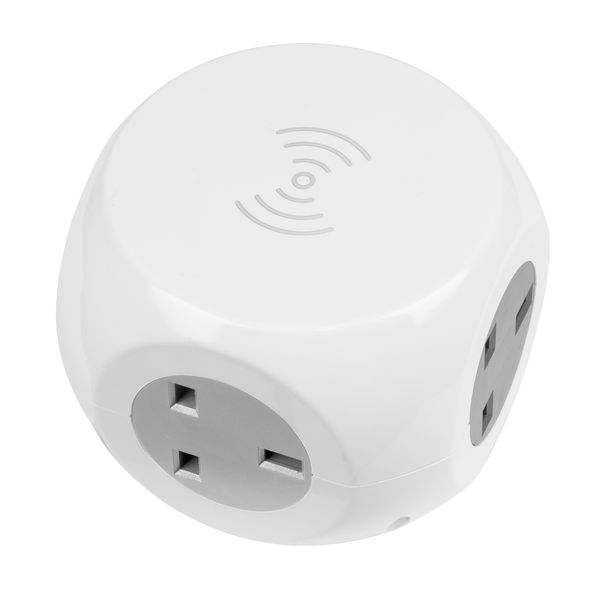Sealey EL144WC │ 1.4m Extension Cable Cube & Wireless Charging Pad 3 x 230V & 3 x USB