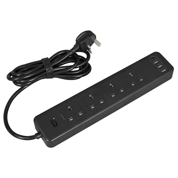 Sealey EL34USBB │2.6m Extension Lead with USB Ports - Black