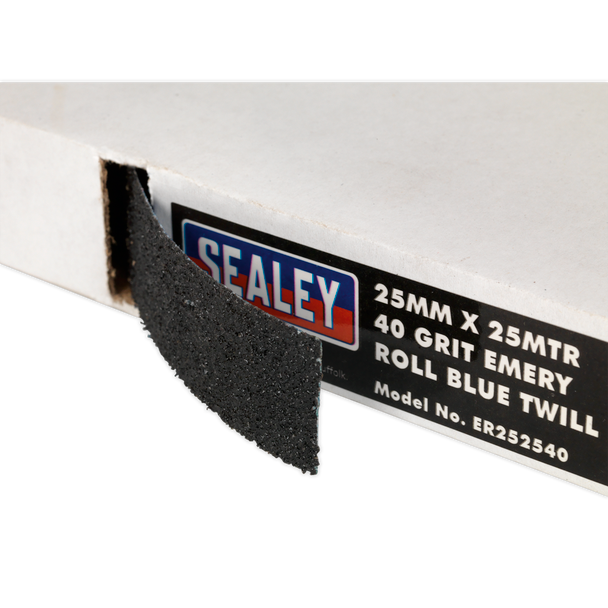 Sealey ER252540 │ Emery Roll 40Grit 25mm x 25m - Blue Twill