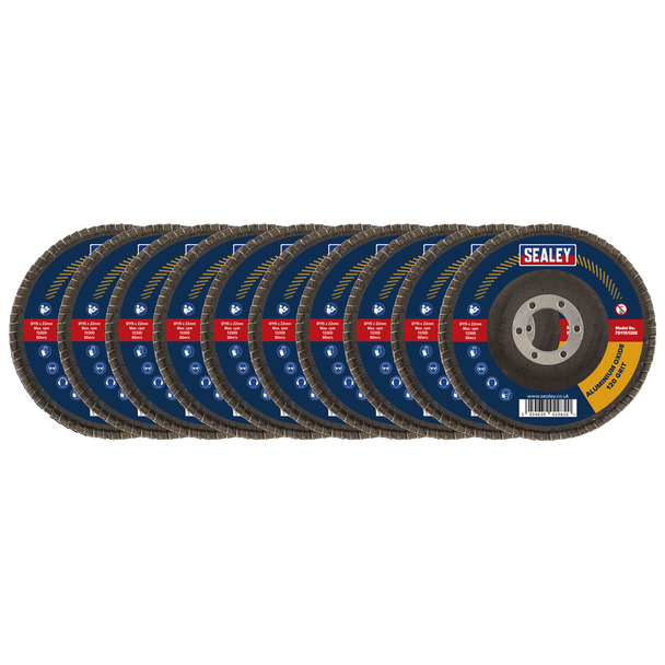 Sealey FD115120E10 │ 115mm Aluminium Oxide Flap Discs 120Grit 22mm Bore - Pack of 10