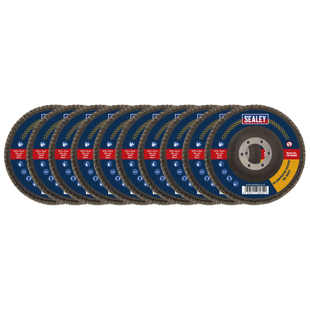 Sealey FD115EMIX │ 115mm Aluminium Oxide Flap Discs Assorted Grit 22mm Bore - Pack of 10