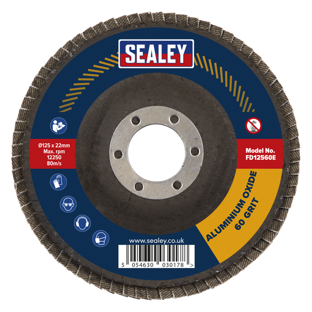 Sealey FD12560E │ 125mm Aluminium Oxide Flap Disc 60Grit 22mm Bore