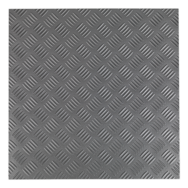 Sealey FT01 │ Vinyl Floor Tile with Peel & Stick Backing Silver Treadplate - Pack of 16