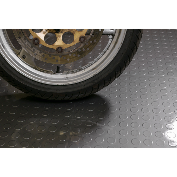 Sealey FT2S │ Vinyl Floor Tile with Peel & Stick Backing Silver Coin - Pack of 16