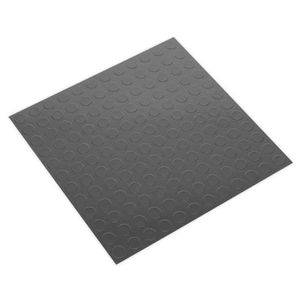 Sealey FT2S │ Vinyl Floor Tile with Peel & Stick Backing Silver Coin - Pack of 16