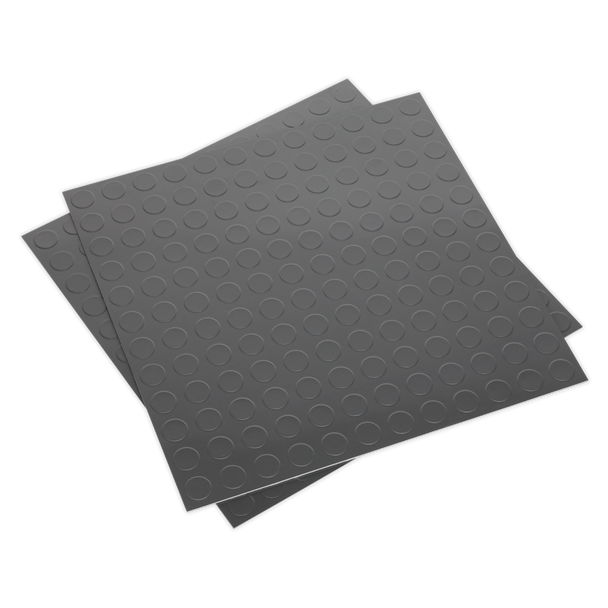 Sealey FT2S │ Vinyl Floor Tile with Peel & Stick Backing Silver Coin - Pack of 16