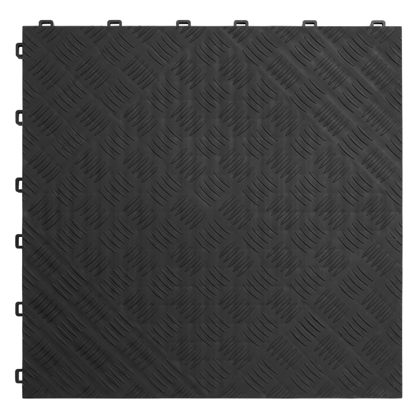 Sealey FT3B │ Polypropylene Floor Tile 400 x 400mm, Black Treadplate - Pack of 9