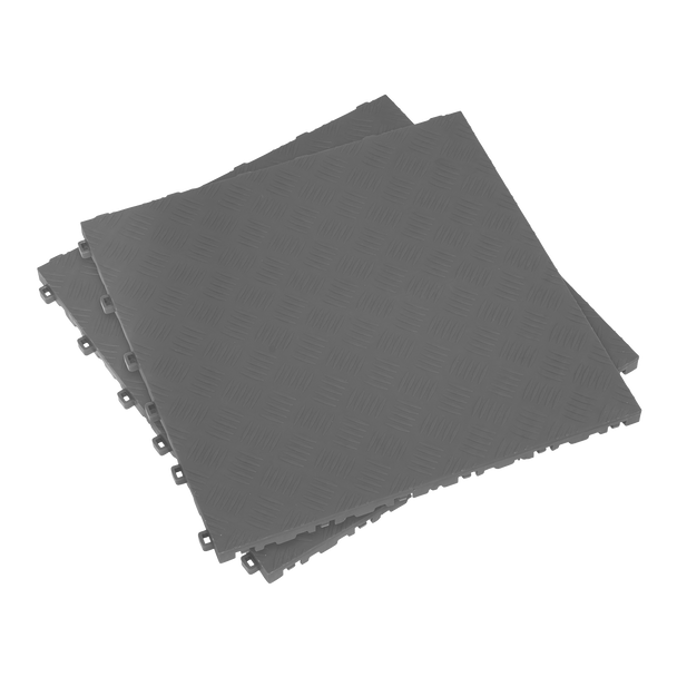 Sealey FT3G │ Polypropylene Floor Tile 400 x 400mm, Grey Treadplate - Pack of 9