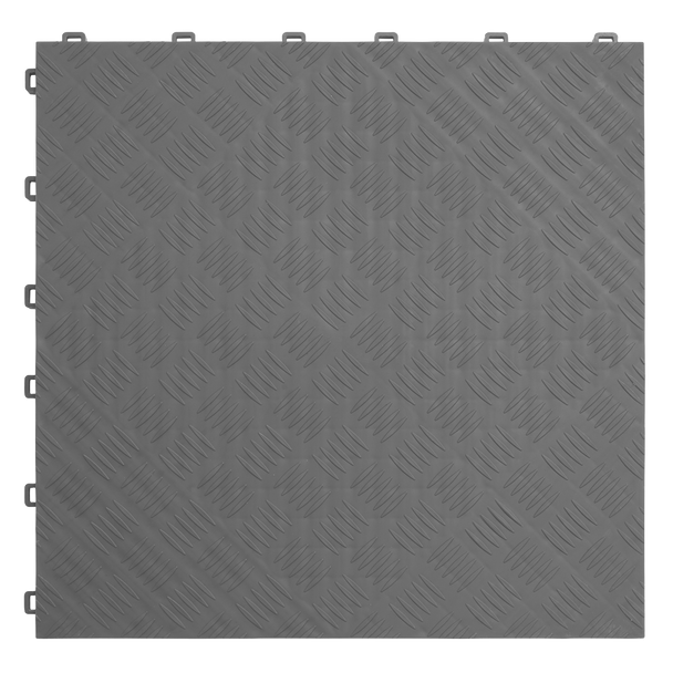 Sealey FT3G │ Polypropylene Floor Tile 400 x 400mm, Grey Treadplate - Pack of 9