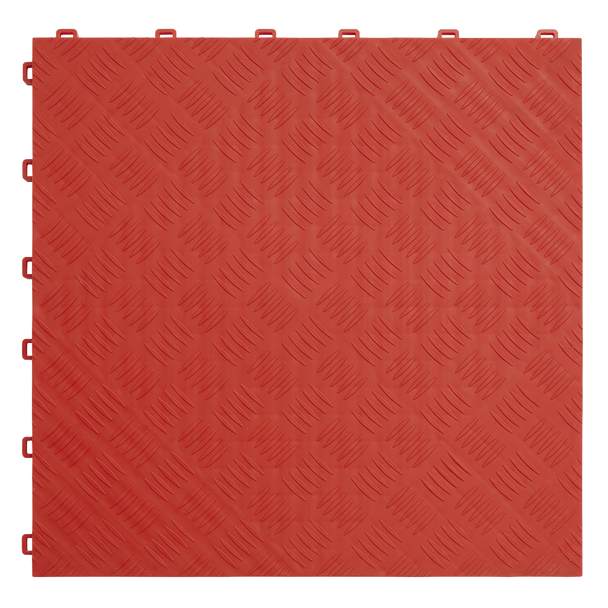 Sealey FT3R │Polypropylene Floor Tile 400 x 400mm, Red Treadplate - Pack of 9