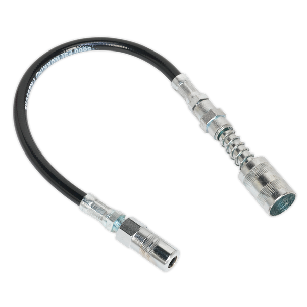 Sealey GGSF300 | Flexible Rubber Grease Gun Delivery Hose with 4-Jaw Connector & Quick Release Coupling 300mm