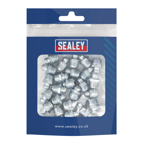 Sealey GNM18 │ Straight Grease Nipple M10 x 1mm - Pack of 25