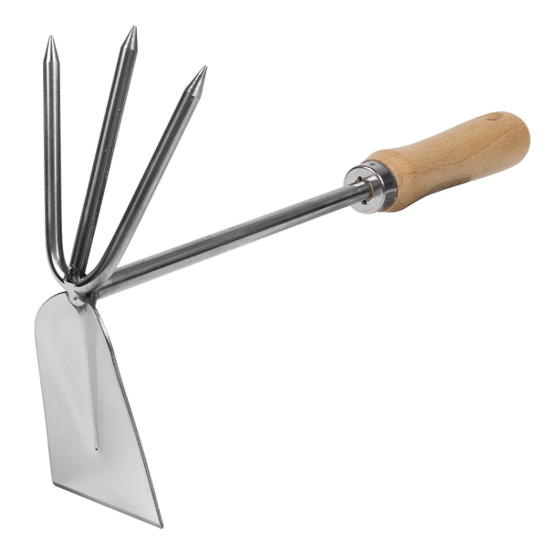 Sealey GTWH002 ⏐ Premier 2-in-1 Hoe and Cultivator with Ash Handle & Stainless Steel Tines/Blade